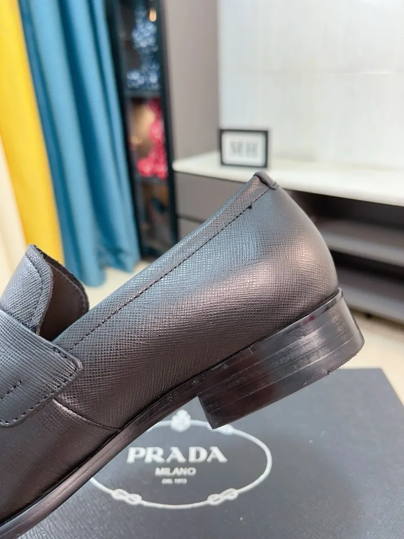 Men's shoes 💰540🌹🌹【PRADA Leather Shoes】Top purchasing agency Original imported Italian custom-made open-edge beaded cowhide leather surface, fully imported water-dyed breathable cowhide lining, original factory special molded sole super comfortable, size: 38-44